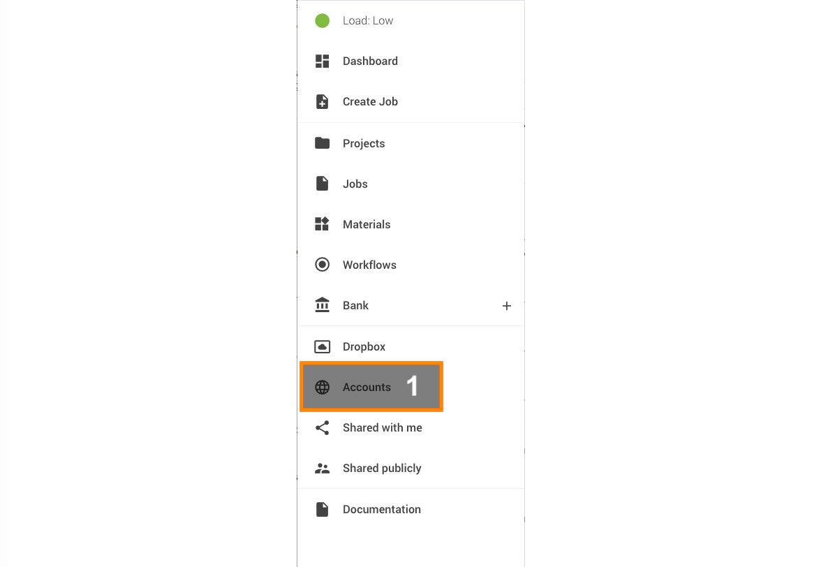 Account UI left sidebar Account UI left sidebar