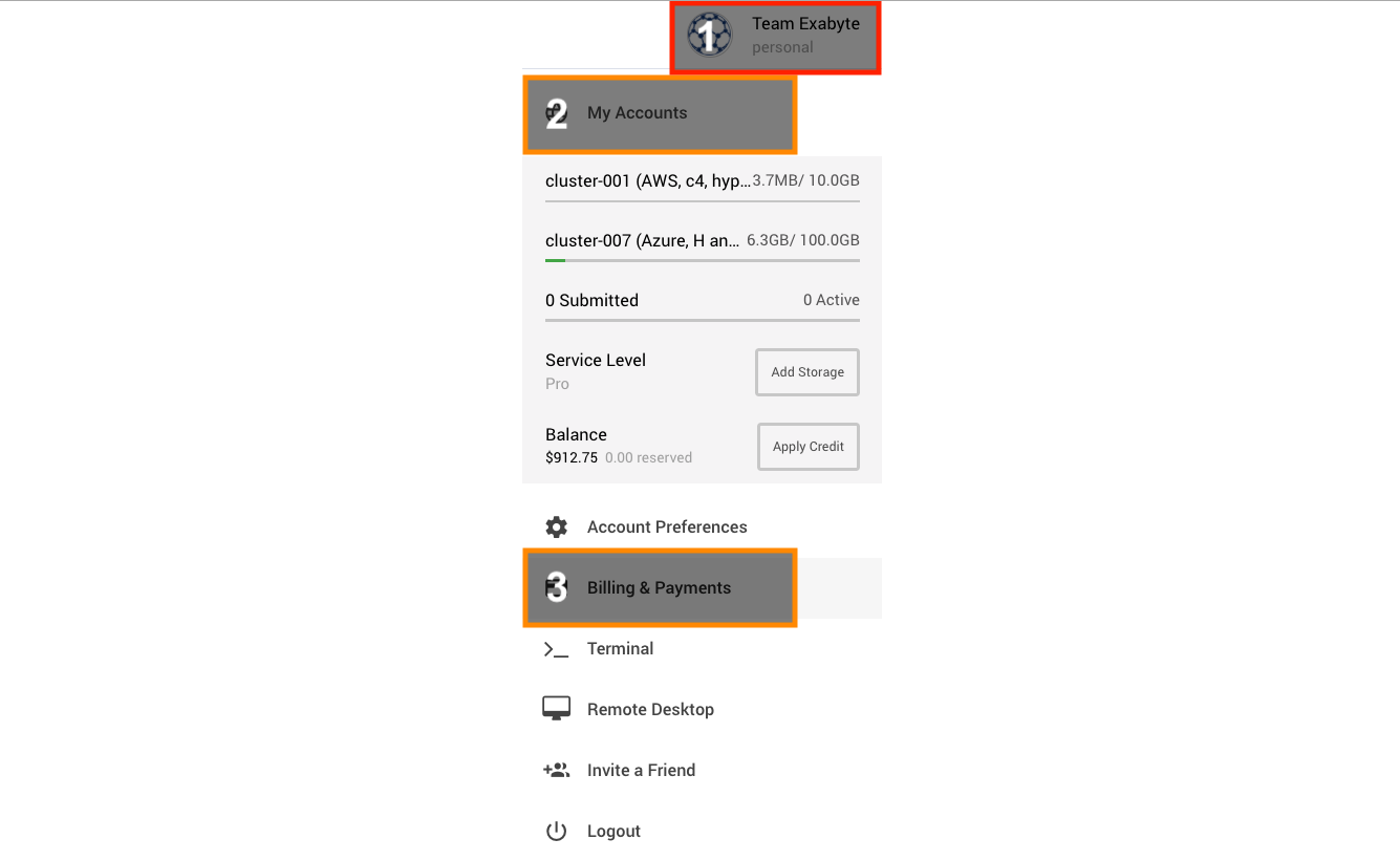 Account UI right sidebar Account UI right sidebar